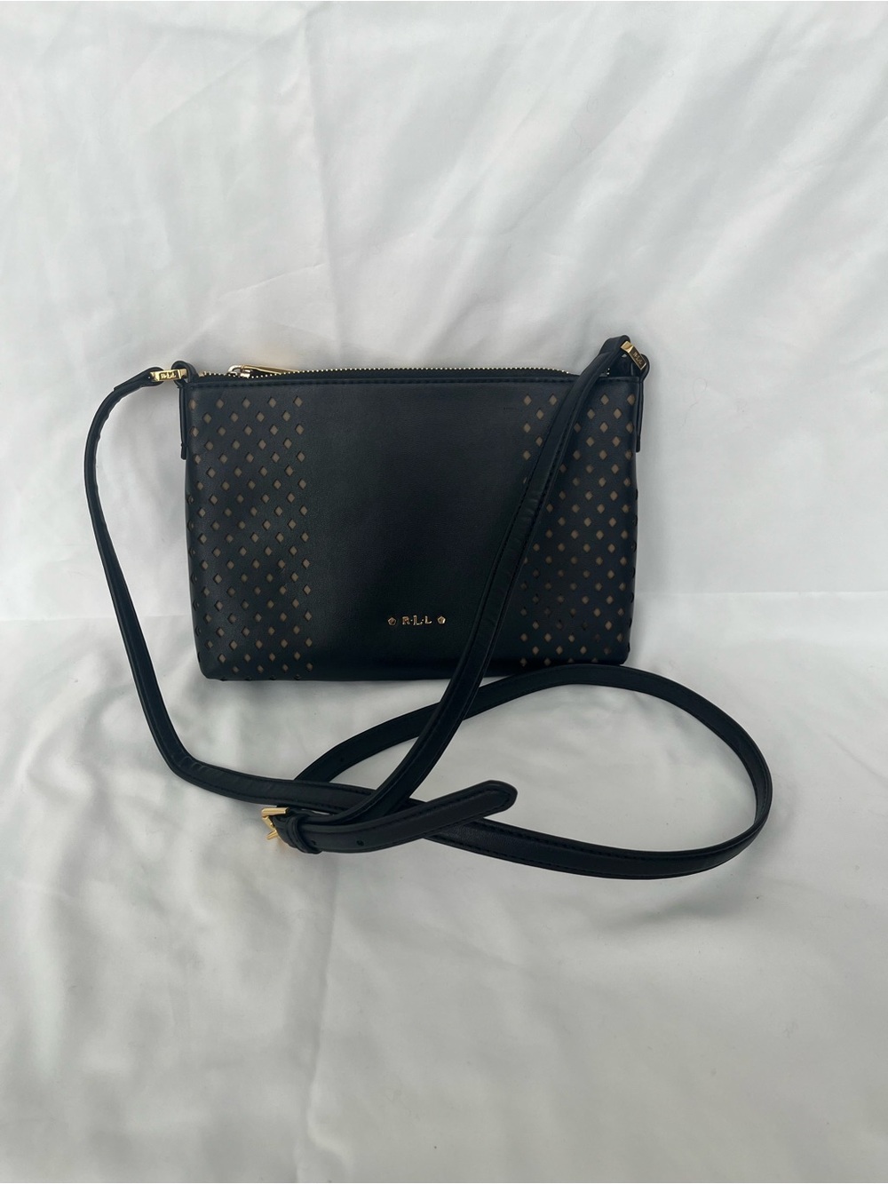 Ralph Lauren Black Crossbody with Gold Stud Pattern
